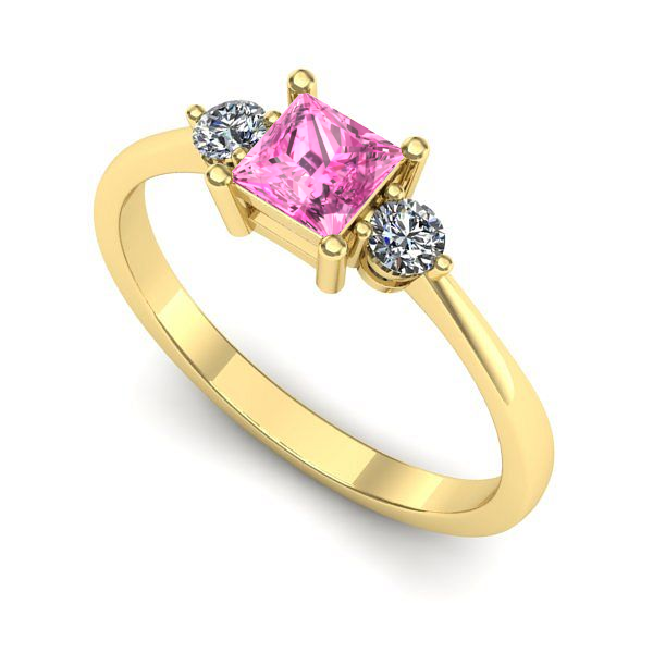 Inel din aur galben cu safir roz