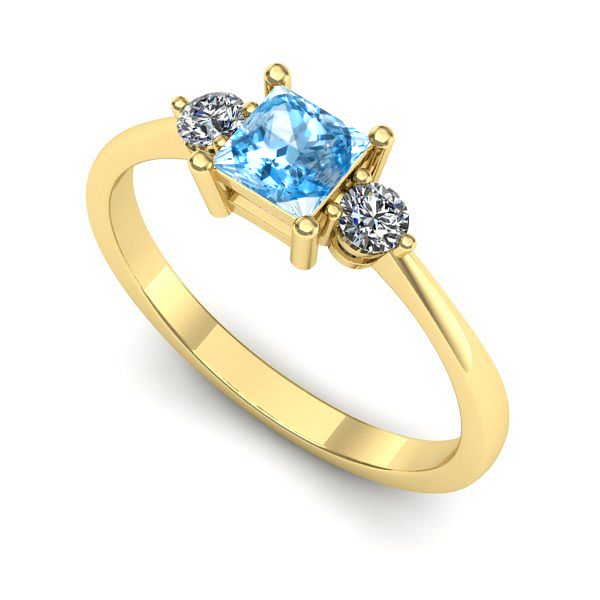 Inel de logodna din aur galben cu topaz blue