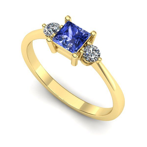 Inel logodna din aur galben cu tanzanit