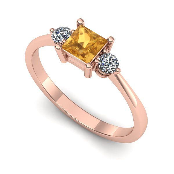 Inel de logodna din aur roz cu citrin