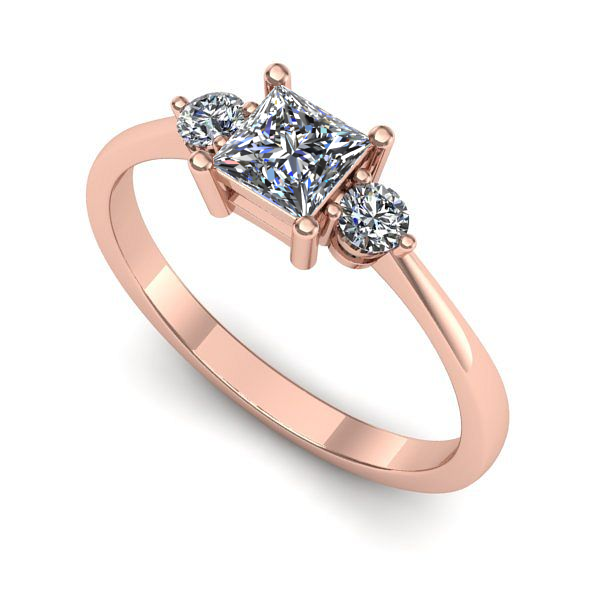 Inel din aur roz cu diamant