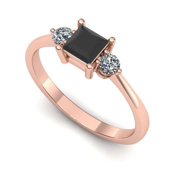 Inel logodna din aur roz cu diamant negru