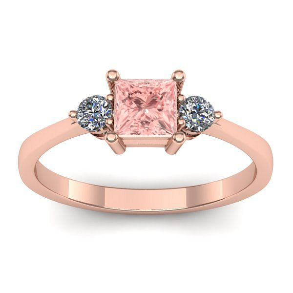 Inel logodna cu diamant de laborator roz patrat