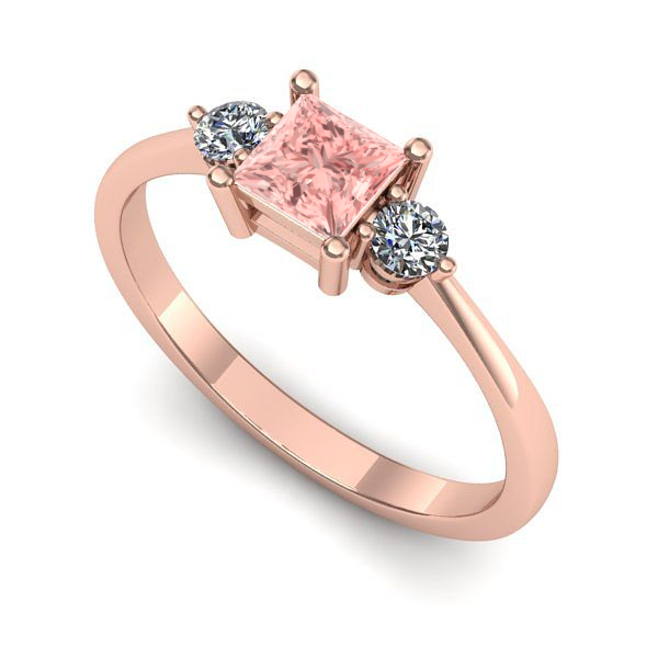 Inel de logodna din aur roz cu diamant de laborator roz