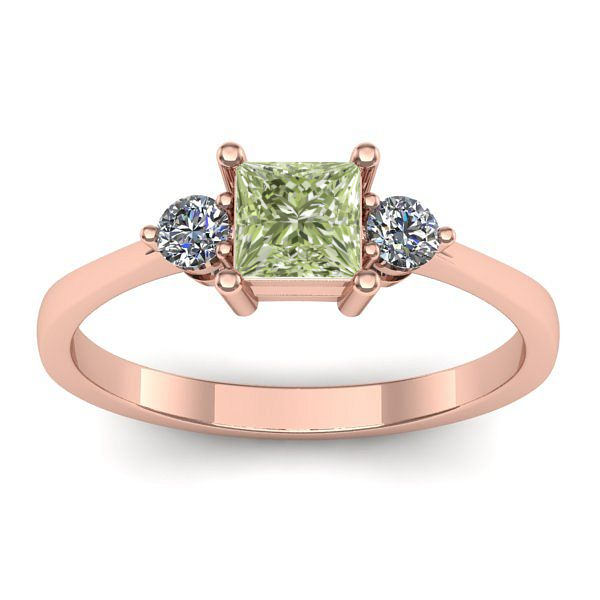 Inel de logodna cu diamant de laborator verde patrat