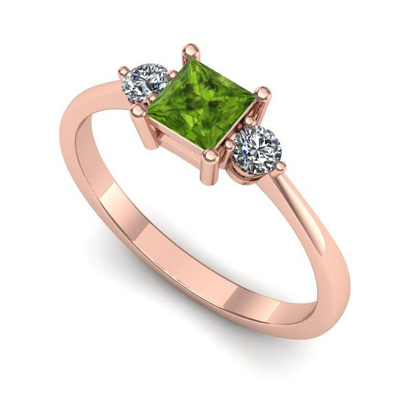 Inel de logodna din aur roz cu peridot