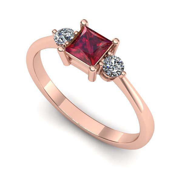 Inel de logodna din aur roz cu rubin