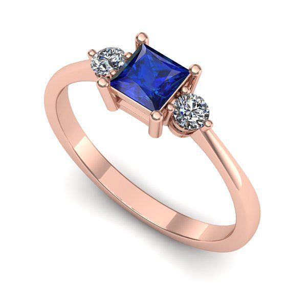 Inel logodna din aur roz cu safir