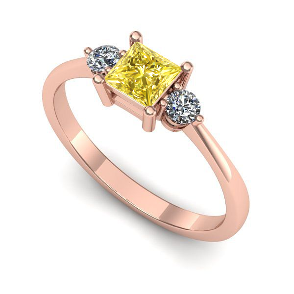 Inel logodna din aur roz cu safir galben