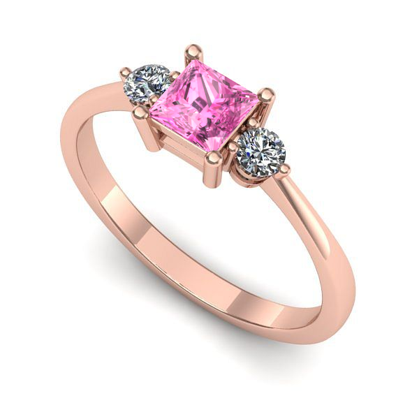 Inel din aur roz cu safir roz