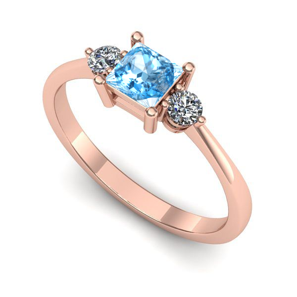 Inel de logodna din aur roz cu topaz blue
