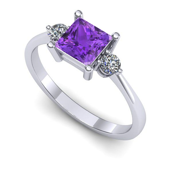 Inel din aur alb cu ametist