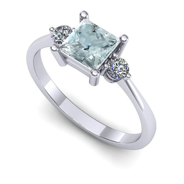 Inel de logodna din aur alb cu aquamarin