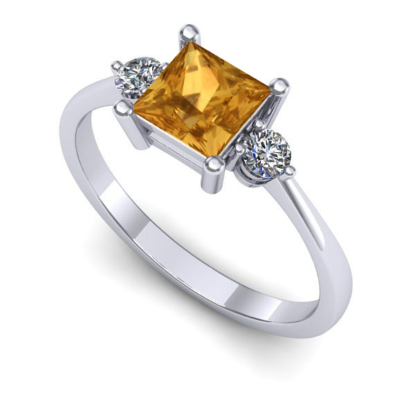 Inel din aur alb cu citrin