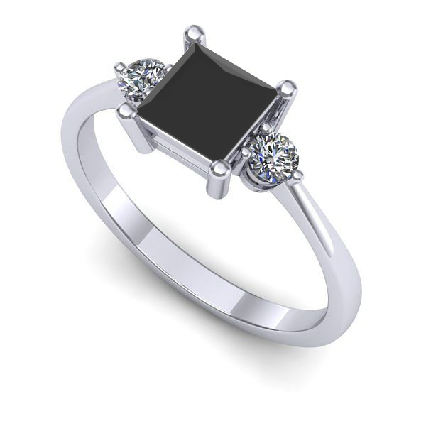 Inel de logodna din aur alb cu diamant negru