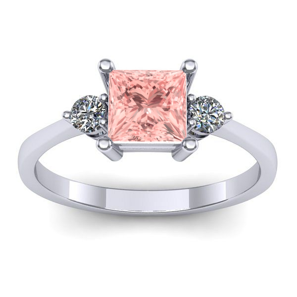 Inel cu diamant de laborator roz patrat