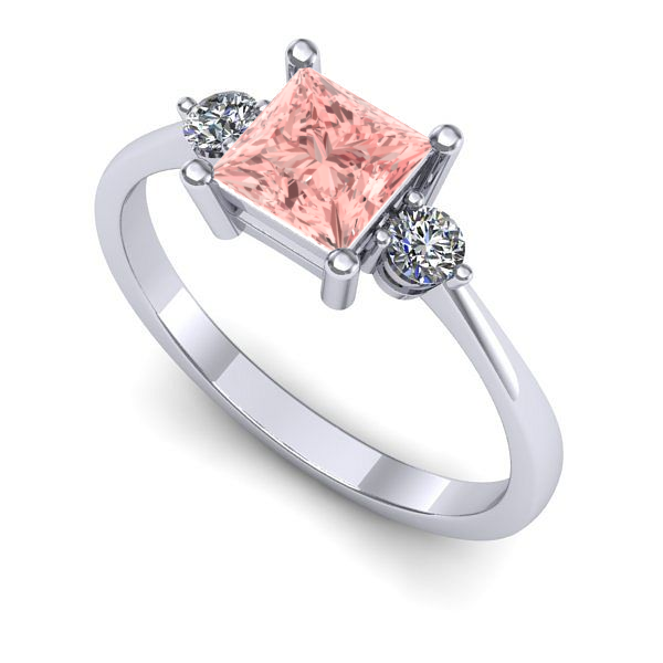 Inel logodna din aur alb cu diamant de laborator roz