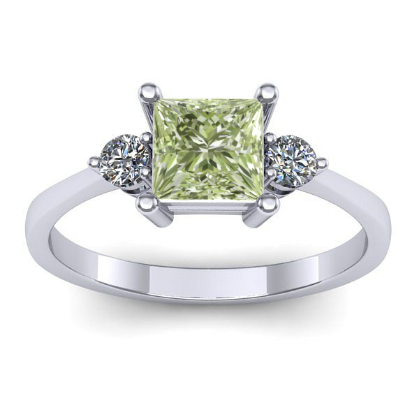 Inel de logodna cu diamant de laborator verde patrat