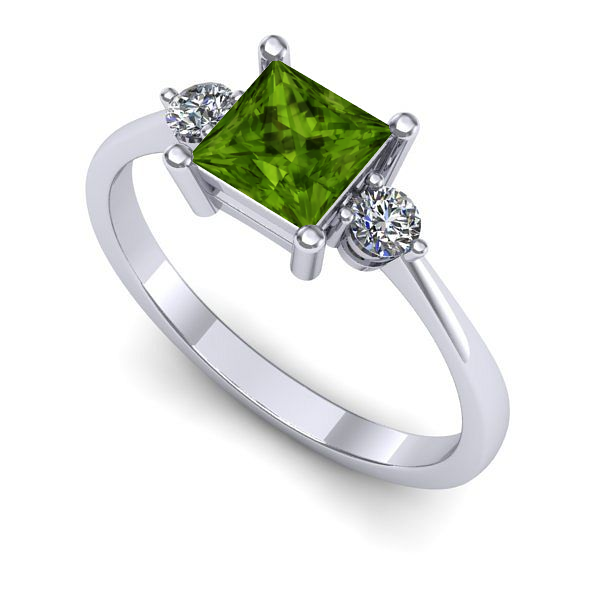 Inel logodna din aur alb cu peridot