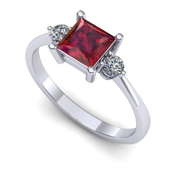 Inel logodna din aur alb cu rubin