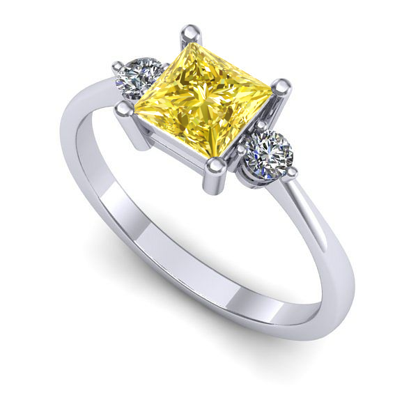 Inel de logodna din aur alb cu safir galben