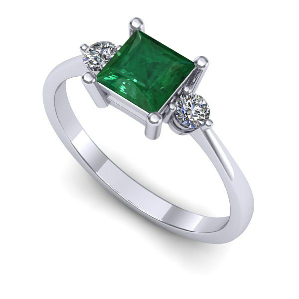 Inel din aur alb cu smarald