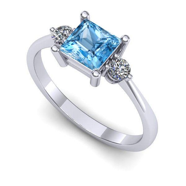 Inel de logodna din aur alb cu topaz blue