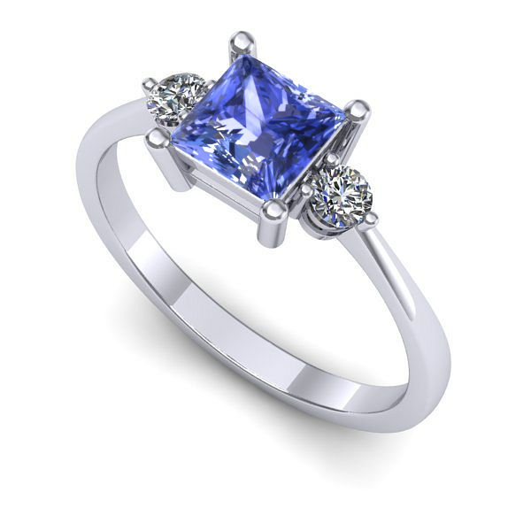 Inel logodna din aur alb cu tanzanit