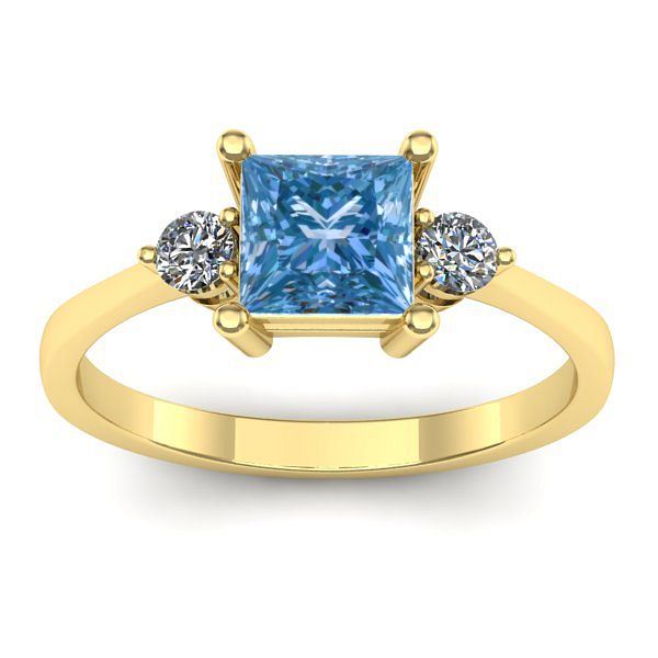 Inel de logodna cu diamant de laborator albastru patrat
