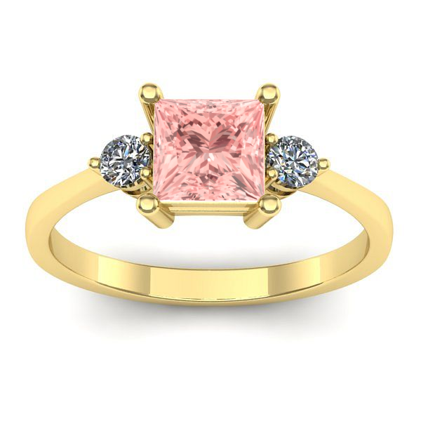 Inel de logodna cu diamant de laborator roz patrat