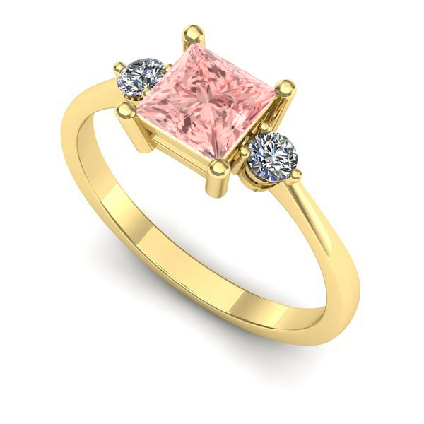 Inel de logodna din aur galben cu diamant de laborator roz