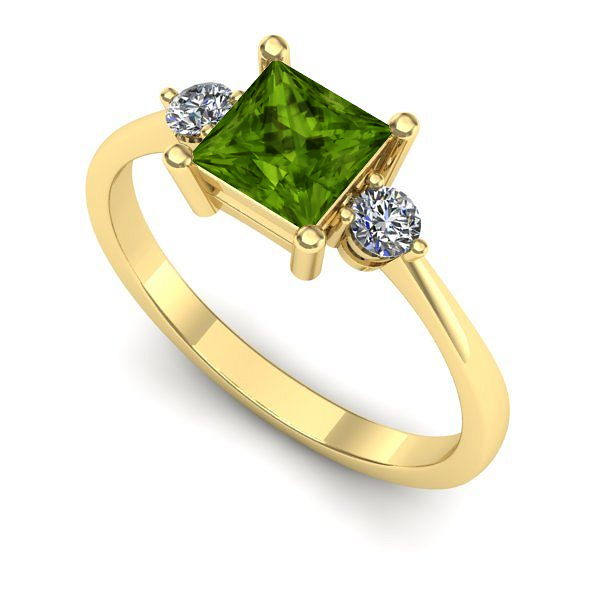 Inel logodna din aur galben cu peridot