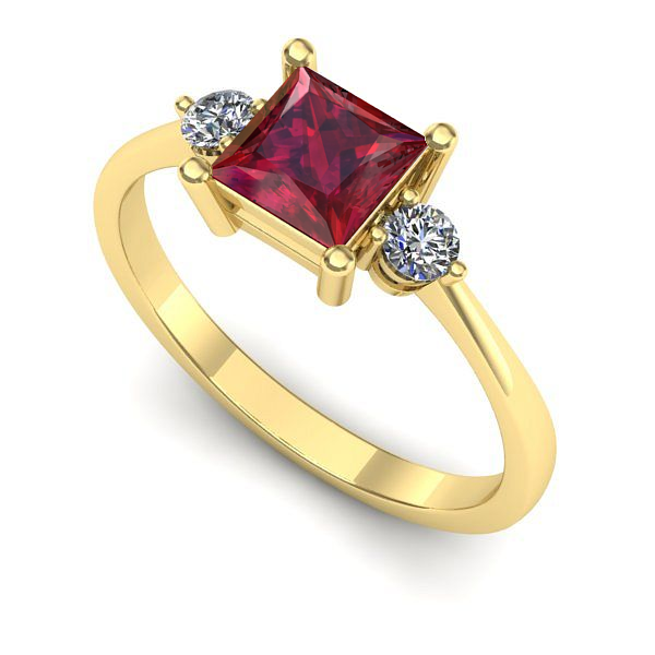 Inel logodna din aur galben cu rubin