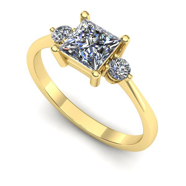 Inel din aur galben cu safir alb