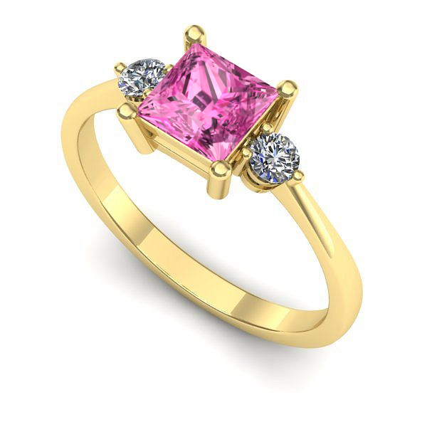 Inel din aur galben cu safir roz