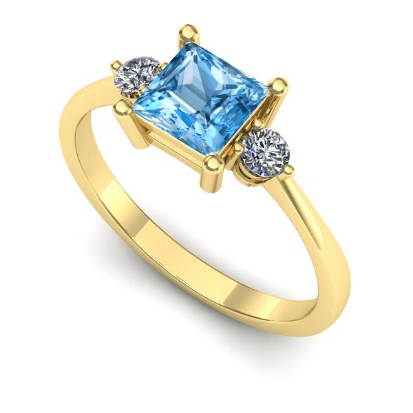 Inel din aur galben cu topaz blue