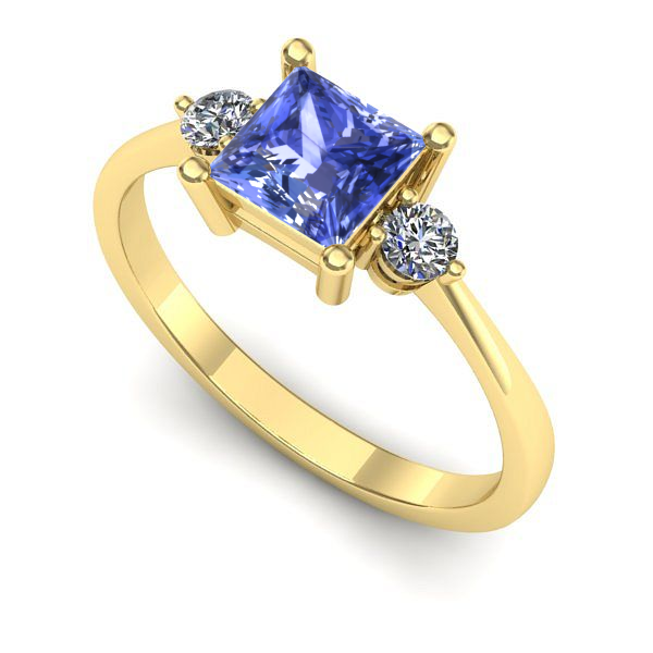 Inel de logodna din aur galben cu tanzanit