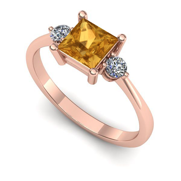 Inel din aur roz cu citrin