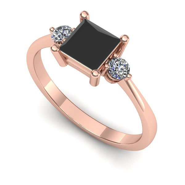 Inel logodna din aur roz cu diamant negru