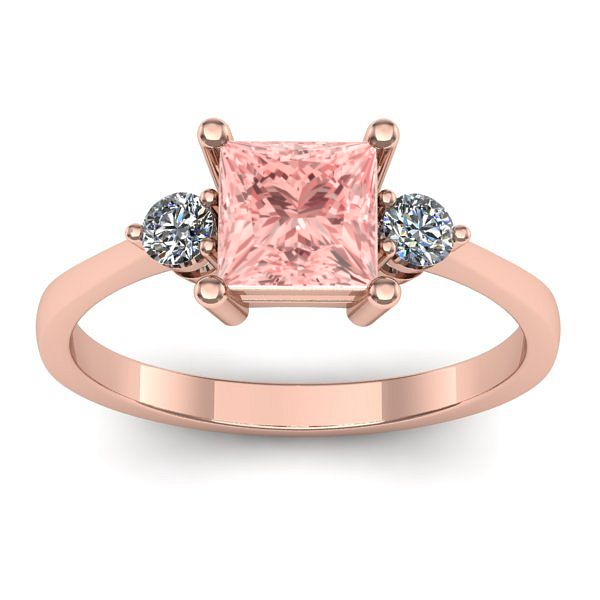 Inel de logodna cu diamant de laborator roz patrat