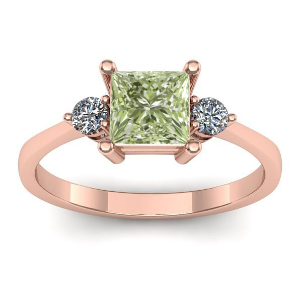 Inel de logodna cu diamant de laborator verde patrat