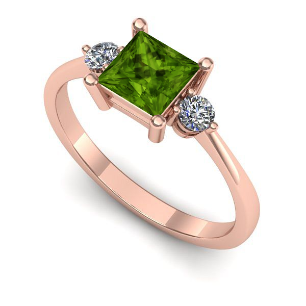 Inel logodna din aur roz cu peridot