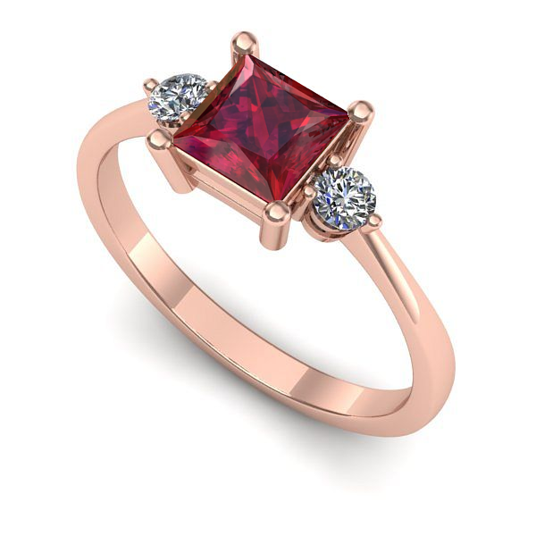 Inel logodna din aur roz cu rubin
