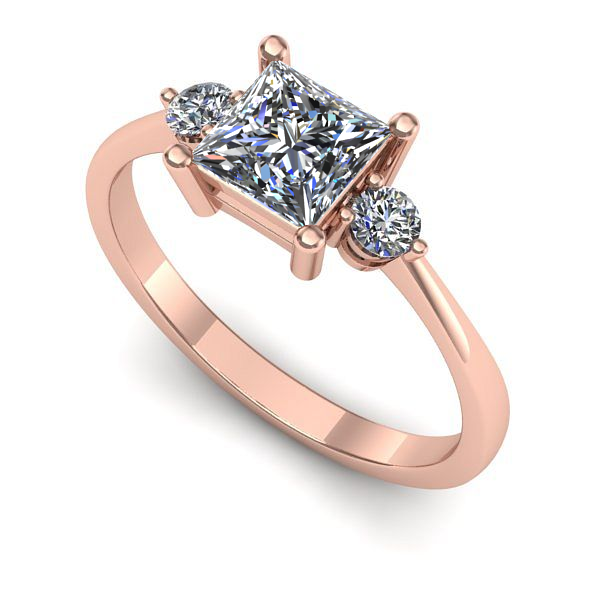 Inel de logodna din aur roz cu safir alb