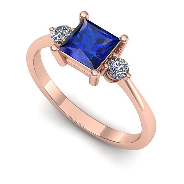 Inel din aur roz cu safir