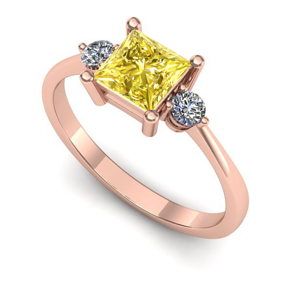 Inel de logodna din aur roz cu safir galben