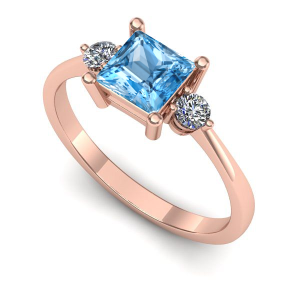 Inel din aur roz cu topaz blue