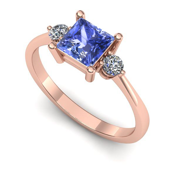 Inel din aur roz cu tanzanit