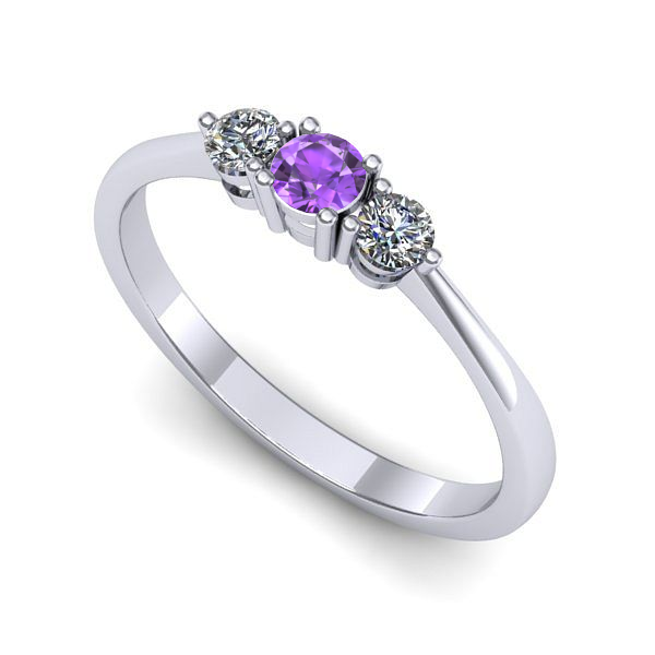 Inel din aur alb cu ametist