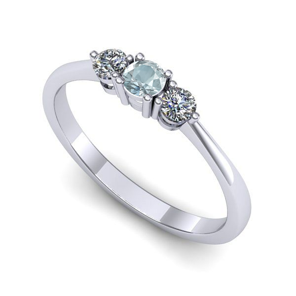 Inel din aur alb cu aquamarin